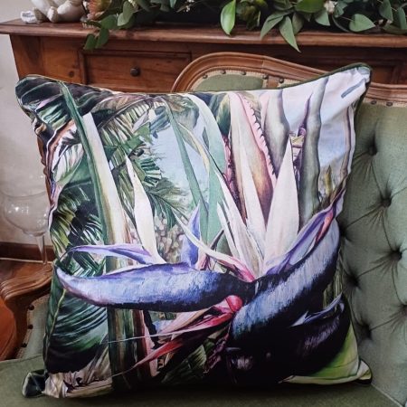 Luxurious Velvet Cushion Cover - Strelitzia Nicolai